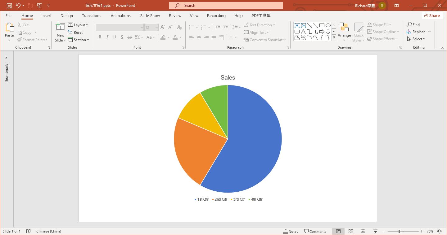 secciones de gráficos circulares dispersas en powerpoint