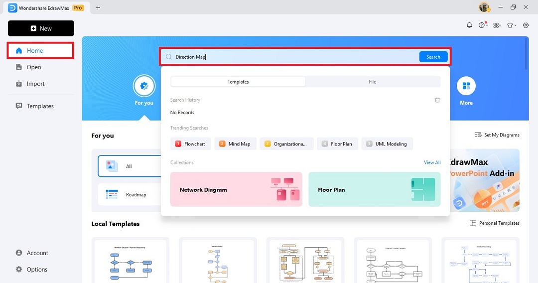 edrawmax home desktop interface