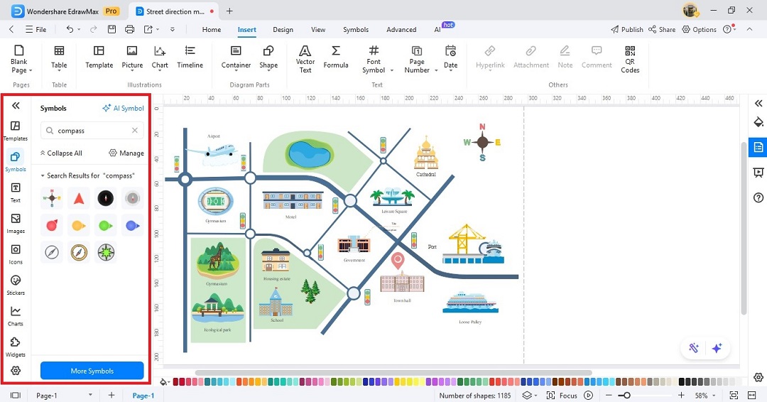 place a compass in custom map
